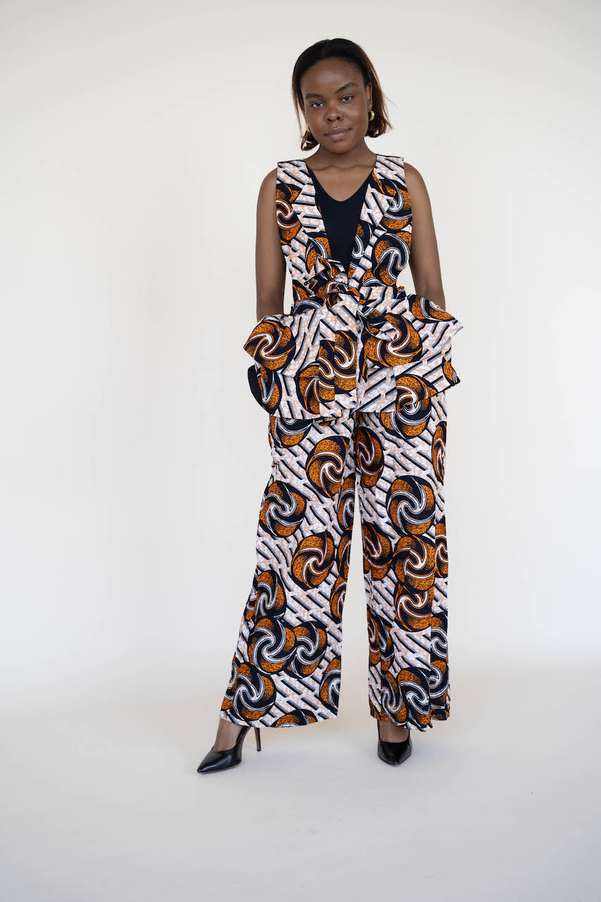 Brown Flower Empower Pant Suit Set