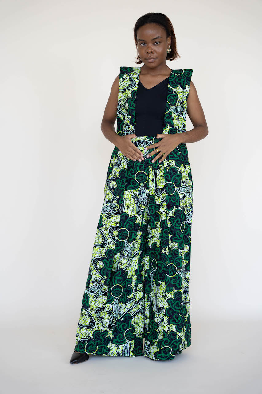 Green Flower Empower Pant Suit Set